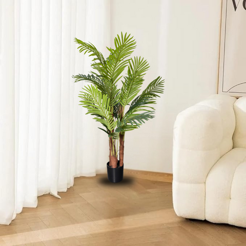 De Gardenia 150 cm Artificial Areca Palm Tree with Tall Black Planter – Indoor Decorative Faux Plant for Home & Office