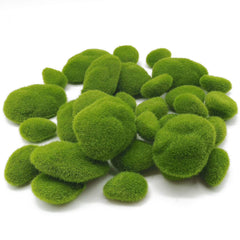 De Gardenia Artificial Moss Rocks – 24 PCS in 3 Sizes | Green Moss Balls & Decorative Stones for Fairy Gardens, Crafts & Floral Decor