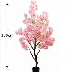 De Gardenia Pink Blossom Tree – 180 cm Tall Artificial Flowering Tree Without Pot | Lifelike Faux Floral Décor for Home & Office