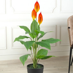 De Gardenia 105CM Artificial Spathe Plant (Orange/Pink/White) – Tall Decorative Faux Flowering Plant for Home, Office & Event Décor