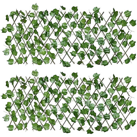 De Gardenia 2 Pack Expandable Privacy Screen – Artificial Leaf Ivy Fencing Panel for Balcony, Patio & Outdoor Privacy Décor (Single-Sided Leaves)