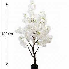 De Gardenia Pink Blossom Tree – 180 cm Tall Artificial Flowering Tree Without Pot | Lifelike Faux Floral Décor for Home & Office