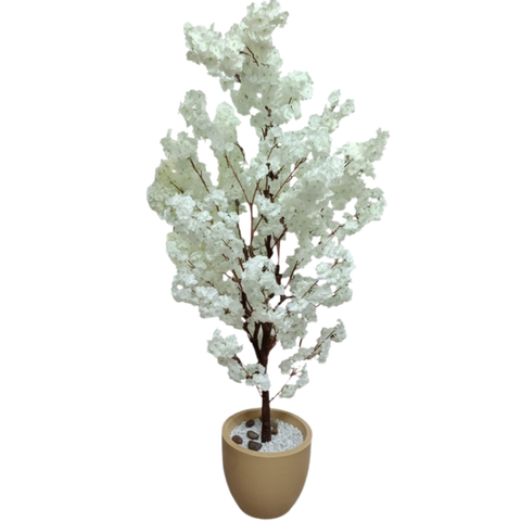 De Gardenia Artificial White Blossom Tree – 180CM Faux Flowering Tree Without Pot | Elegant Decorative Plant for Home, Office & Event Décor