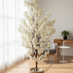 De Gardenia Artificial White Blossom Tree – 180CM Faux Flowering Tree Without Pot | Elegant Decorative Plant for Home, Office & Event Décor