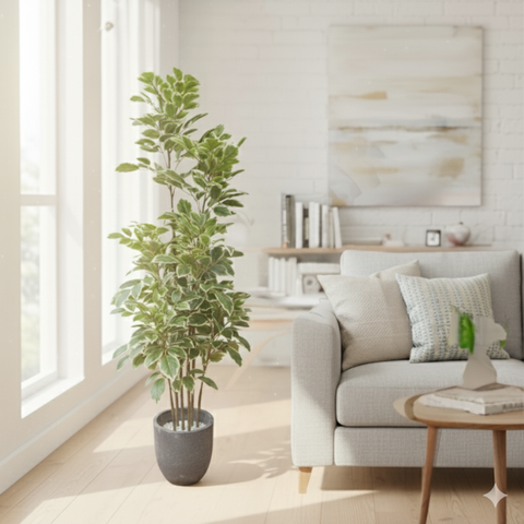 De Gardenia Artificial Red Machira Variegated Plant – 180CM Tall Faux Tree Without Pot | Decorative Statement Plant for Home, Office & Events