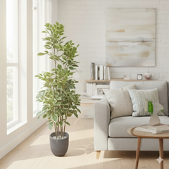 De Gardenia Artificial Red Machira Variegated Plant – 180CM Tall Faux Tree Without Pot | Decorative Statement Plant for Home, Office & Events