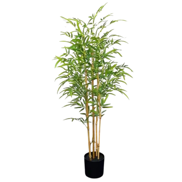 De Gardenia 120cm Semi-Natural Bamboo Plant with Pot – Real-Trunk Faux Indoor Plant for Home, Office & Zen Décor