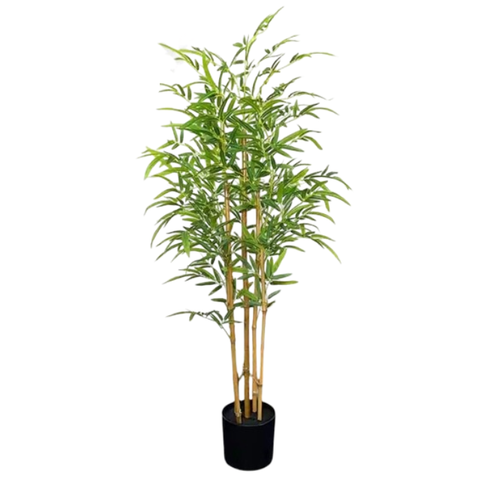 De Gardenia 120cm Semi-Natural Bamboo Plant with Pot – Real-Trunk Faux Indoor Plant for Home, Office & Zen Décor