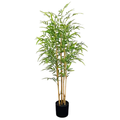 De Gardenia 120cm Semi-Natural Bamboo Plant with Pot – Real-Trunk Faux Indoor Plant for Home, Office & Zen Décor