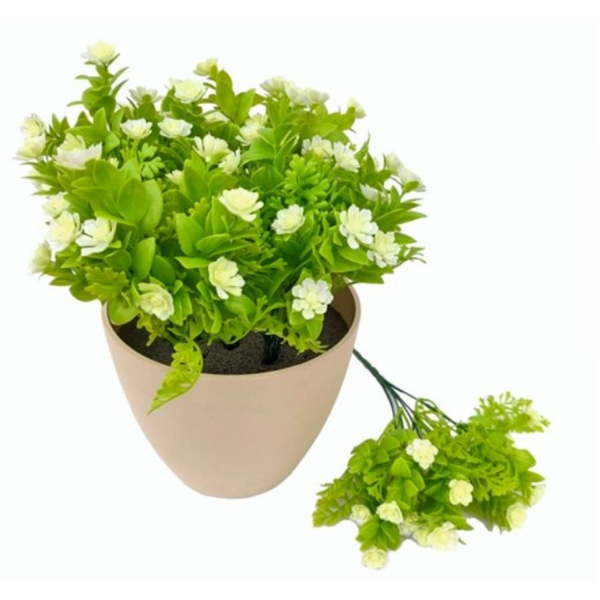 De Gardenia Plastic Greenery with White Flowers – 30 cm Tall Artificial Plant | Lifelike Faux Foliage for Home, Office & Décor