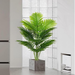 De Gardenia Artificial Palm Plant with Faux Turtle Leaf – 70 cm Tall Tropical Areca Palm Tree with Black Pot | 18 Leaves | Indoor & Outdoor Decorative Plant