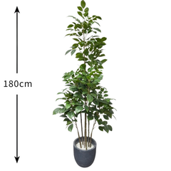 De Gardenia Artificial Red Machira Green Plant – 180CM Tall Faux Tree Without Pot | Lush Decorative Plant for Home, Office & Events