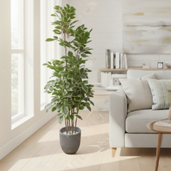 De Gardenia Artificial Red Machira Green Plant – 180CM Tall Faux Tree Without Pot | Lush Decorative Plant for Home, Office & Events