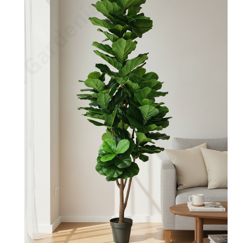 De Gardenia Jumbo Artificial Fiddle Fig Tree – 260CM Tall Faux Plant Without Pot | Oversized Decorative Greenery for Homes, Offices & Events