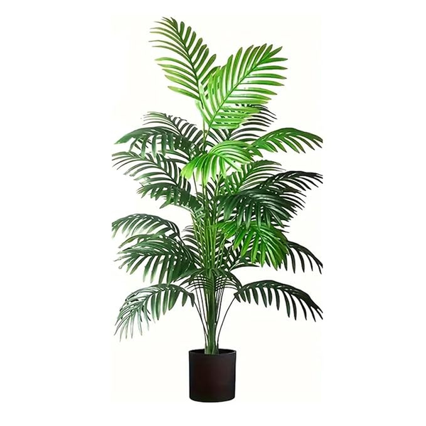 De Gardenia Artificial Areca Palm Tree – 110 cm Tall Faux Tropical Plant with 18 Leaves | UV Resistant Indoor & Outdoor Plant with Pot | Realistic Home, Office & Balcony Decor