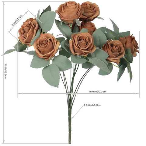 Vintage Artificial Rose Bouquet – 10 Head Silk Flowers with Stems for DIY Décor, Wedding, Wall Wreaths & Indoor Arrangements – Vase Not Included