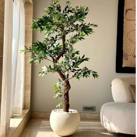 De Gardenia Twisted Olive Tree – 180 cm Tall Artificial Plant Without Pot | Lifelike Faux Indoor & Outdoor Greenery