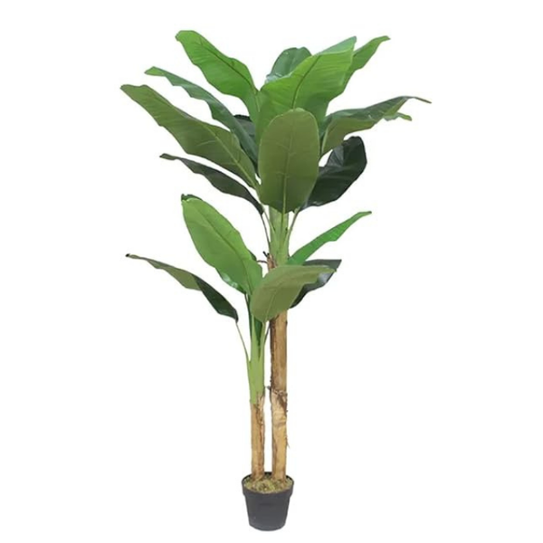 De Gardenia Banana Plant X2 – 150 cm Tall Artificial Plant with 17 Lifelike Leaves Without Pot | Faux Tropical Greenery for Home & Office