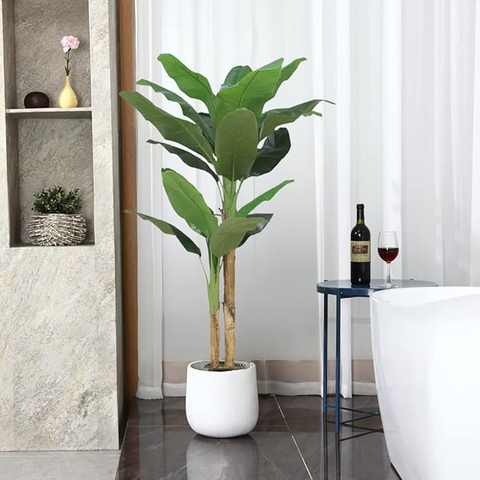 De Gardenia Banana Plant X2 – 150 cm Tall Artificial Plant with 17 Lifelike Leaves Without Pot | Faux Tropical Greenery for Home & Office