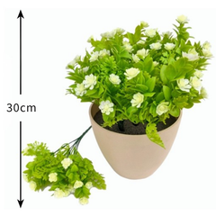 De Gardenia Plastic Greenery with White Flowers – 30 cm Tall Artificial Plant | Lifelike Faux Foliage for Home, Office & Décor