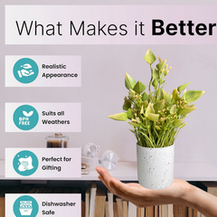 De Gardenia Artificial Rubber Plant – Small Faux Potted Plant for Tabletop, Home, Bathroom & Office Décor | Indoor Decorative Greenery