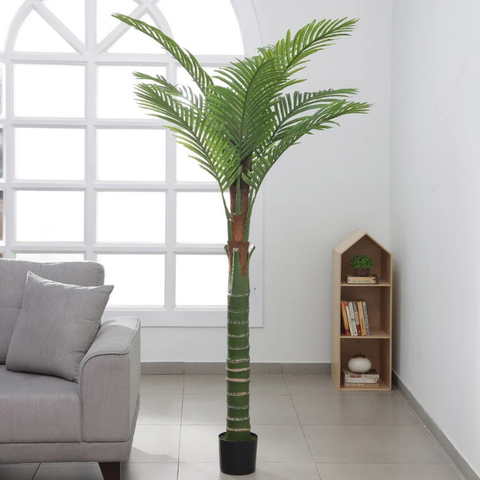 De Gardenia Areca Palm – 180 cm Tall Artificial Plant with 9 Lifelike Leaves Without Pot | Faux Tropical Greenery for Home & Office