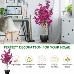 De Gardenia Artificial Bougainvillea Tree – 5.7 Feet Tall | Faux Flowering Tree with Pink Blooms for Home, Balcony & Office Décor | Indoor Outdoor UV Resistant Decorative Plant Without Pot