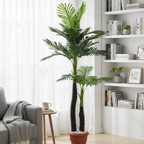 De Gardenia Areca Palm X2 – 170 cm Tall Artificial Plant Without Pot | Lifelike Faux Tropical Greenery for Home & Office