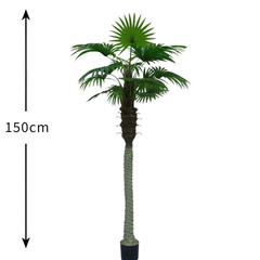 De Gardenia Travelor Palm – 150 cm Tall Artificial Plant with 15 Lifelike Leaves Without Pot | Faux Tropical Greenery for Home & Office