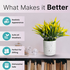 De Gardenia Artificial Rubber Plant – Small Faux Potted Plant for Tabletop, Home, Bathroom & Office Décor | Indoor Decorative Greenery