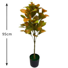De Gardenia Rubber Leaves Mix – 95 cm Tall Artificial Plant | Lifelike Faux Indoor & Outdoor Décor Without Pot