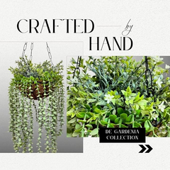 De Gardenia Artificial Hanging Plants – Fern Vine & Multicolor Flowers | Faux Greenery for Indoor, Balcony & Garden | With Plastic & Wooden Pot