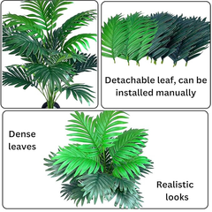 De Gardenia Artificial Areca Palm Tree – 110 cm Tall Faux Tropical Plant with 18 Leaves | UV Resistant Indoor & Outdoor Plant with Pot | Realistic Home, Office & Balcony Decor