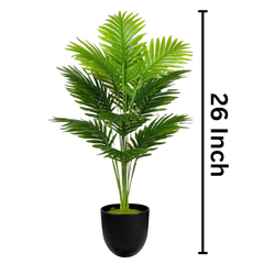 De Gardenia Artificial Palm Plant with Faux Turtle Leaf – 70 cm Tall Tropical Areca Palm Tree with Black Pot | 18 Leaves | Indoor & Outdoor Decorative Plant