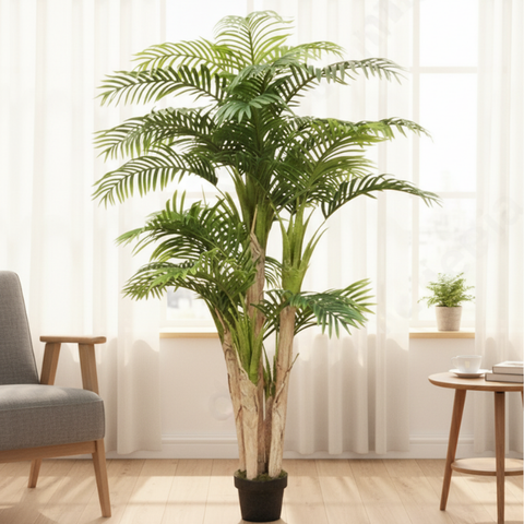 De Gardenia Areca Palm X5 – 220 cm Tall Artificial Plant Without Pot | Lifelike Faux Tropical Greenery for Home & Office