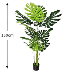 De Gardenia Monstera Plant – 150 cm Tall Artificial Plant with 15 Lifelike Leaves Without Pot | Lifelike Faux Tropical Greenery for Home & Office