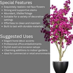 De Gardenia Artificial Bougainvillea Tree – 5.7 Feet Tall | Faux Flowering Tree with Pink Blooms for Home, Balcony & Office Décor | Indoor Outdoor UV Resistant Decorative Plant Without Pot