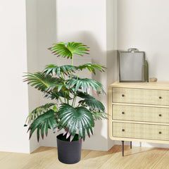 De Gardenia Artificial Licuala Palm Plant with Pot – 2.5 Ft Tall Ruffled Fan Palm Tree | Realistic Faux Tropical Indoor Plant for Home & Office Décor