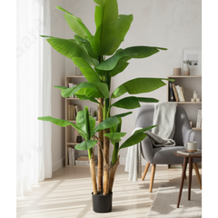 De Gardenia Banana Plant X3 – 220 cm Tall Artificial Plant Without Pot | Lifelike Faux Tropical Greenery for Home & Office