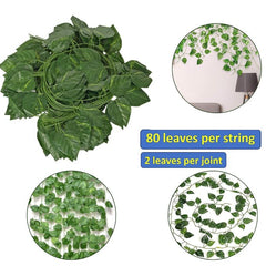 De Gardenia Artificial Ivy Garlands – 12 Pack Hanging Vine Creepers, 6.7 Ft Each with 80 Leaves per String for Home, Wall & Party Decoration