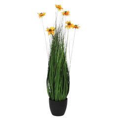 De Gardenia 85CM Artificial Sunflower with Onion Grass in Pot – Tall Decorative Faux Plant for Home, Office & Balcony Décor