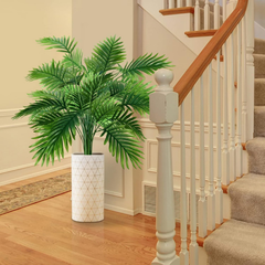 De Gardenia Artificial Areca Palm Tree – 110 cm Tall Faux Tropical Plant with 18 Leaves | UV Resistant Indoor & Outdoor Plant with Pot | Realistic Home, Office & Balcony Decor