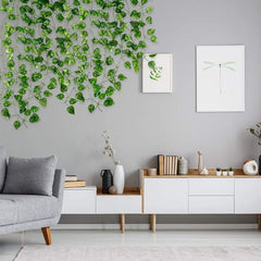 De Gardenia Artificial Ivy Garlands – 12 Pack Hanging Vine Creepers, 6.7 Ft Each with 80 Leaves per String for Home, Wall & Party Decoration