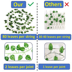 De Gardenia Artificial Ivy Garlands – 12 Pack Hanging Vine Creepers, 6.7 Ft Each with 80 Leaves per String for Home, Wall & Party Decoration