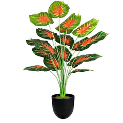 De Gardenia Artificial Money Plant with Pot – 55 cm Tall Faux Green Plant with 18 Tropical Palm Leaves | Indoor Decorative Monstera for Home & Office