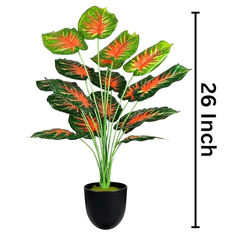 De Gardenia Artificial Money Plant with Pot – 55 cm Tall Faux Green Plant with 18 Tropical Palm Leaves | Indoor Decorative Monstera for Home & Office