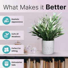 De Gardenia Artificial Rubber Plant – Small Faux Potted Plant for Tabletop, Home, Bathroom & Office Décor | Indoor Decorative Greenery