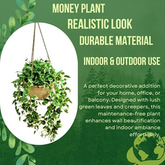 De Gardenia Artificial Hanging Plants – Fern Vine & Multicolor Flowers | Faux Greenery for Indoor, Balcony & Garden | With Plastic & Wooden Pot