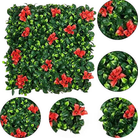 De Gardenia 50x50 cm Artificial Greenery Wall Panel – Lush Faux Vertical Garden Mat for Wall, Balcony & Home Décor