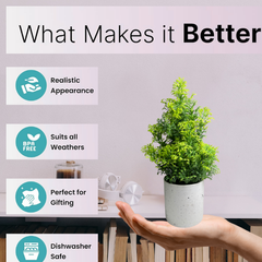 De Gardenia Artificial Rubber Plant – Small Faux Potted Plant for Tabletop, Home, Bathroom & Office Décor | Indoor Decorative Greenery